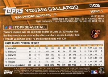 2017 Topps - All-Star Game 2017 #308 Yovani Gallardo Back