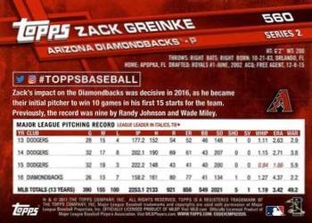 2017 Topps - All-Star Game 2017 #560 Zack Greinke Back