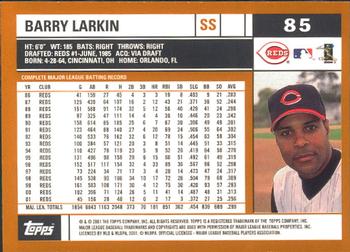 2002 Topps - Topps Limited #85 Barry Larkin Back