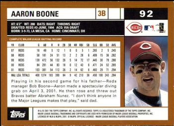 2002 Topps - Topps Limited #92 Aaron Boone Back