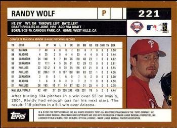 2002 Topps - Topps Limited #221 Randy Wolf Back