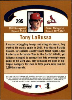 2002 Topps - Topps Limited #295 Tony Larussa Back