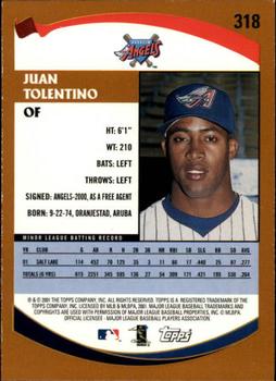 2002 Topps - Topps Limited #318 Juan Tolentino Back