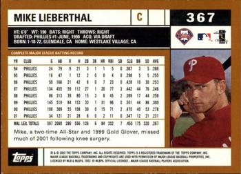 2002 Topps - Topps Limited #367 Mike Lieberthal Back