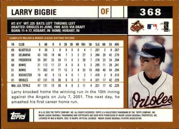 2002 Topps - Topps Limited #368 Larry Bigbie Back