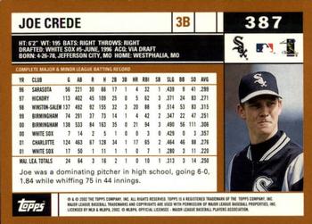 2002 Topps - Topps Limited #387 Joe Crede Back