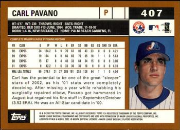 2002 Topps - Topps Limited #407 Carl Pavano Back