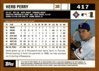 2002 Topps - Topps Limited #417 Herb Perry Back