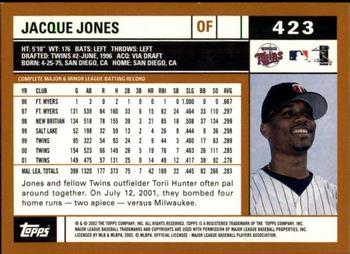 2002 Topps - Topps Limited #423 Jacque Jones Back