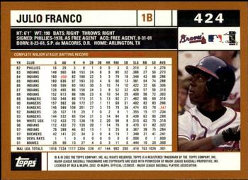 2002 Topps - Topps Limited #424 Julio Franco Back