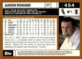 2002 Topps - Topps Limited #454 Aaron Rowand Back