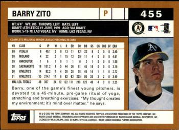 2002 Topps - Topps Limited #455 Barry Zito Back