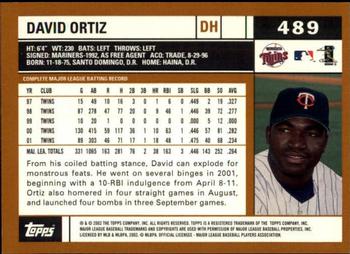 2002 Topps - Topps Limited #489 David Ortiz Back