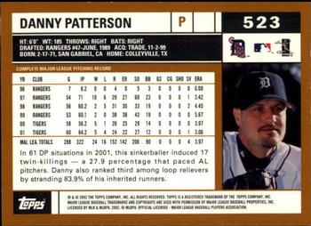 2002 Topps - Topps Limited #523 Danny Patterson Back