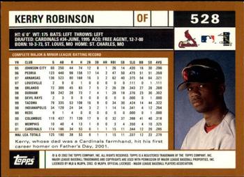 2002 Topps - Topps Limited #528 Kerry Robinson Back