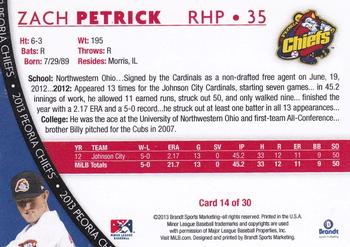 2013 Brandt Peoria Chiefs #14 Zach Petrick Back