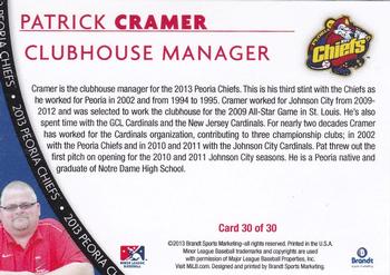 2013 Brandt Peoria Chiefs #30 Patrick Cramer Back