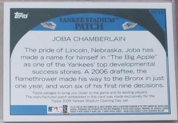 2009 Topps Yankee Stadium Opening Day - Yankee Stadium Patch #NYY-9 Joba Chamberlain Back