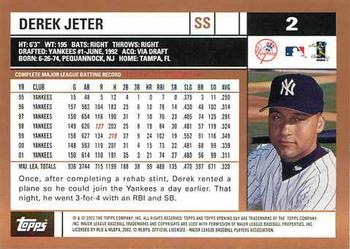 2002 Topps Opening Day #2 Derek Jeter Back