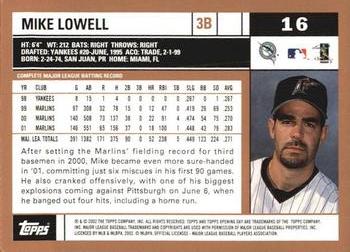 2002 Topps Opening Day #16 Mike Lowell Back