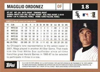 2002 Topps Opening Day #18 Magglio Ordonez Back
