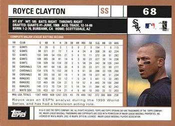 2002 Topps Opening Day #68 Royce Clayton Back