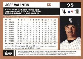 2002 Topps Opening Day #95 Jose Valentin Back