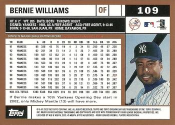 2002 Topps Opening Day #109 Bernie Williams Back
