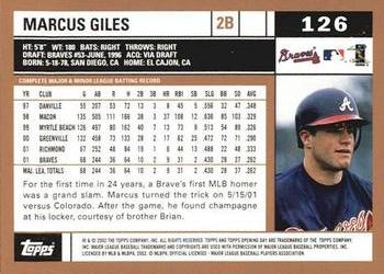 2002 Topps Opening Day #126 Marcus Giles Back