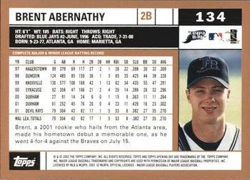 2002 Topps Opening Day #134 Brent Abernathy Back