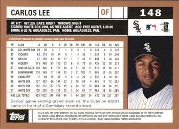 2002 Topps Opening Day #148 Carlos Lee Back