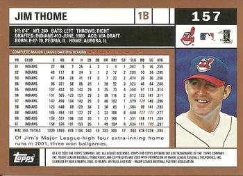 2002 Topps Opening Day #157 Jim Thome Back