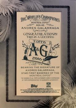 2016 Topps Allen & Ginter X - Framed Mini Baseball Autographs Silver Frame #AGA-AG Andres Galarraga Back