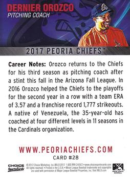 2017 Choice Peoria Chiefs #28 Dernier Orozco Back
