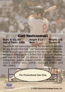 1993 Spectrum Diamond Club - Promos #NNO Carl Yastrzemski Back