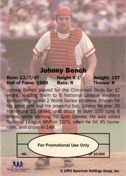 1993 Spectrum Diamond Club - Promos #NNO Johnny Bench Back