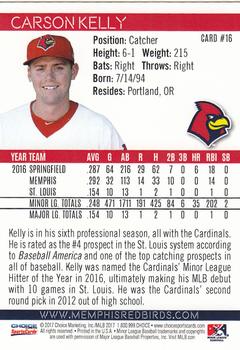 2017 Choice Memphis Redbirds #16 Carson Kelly Back