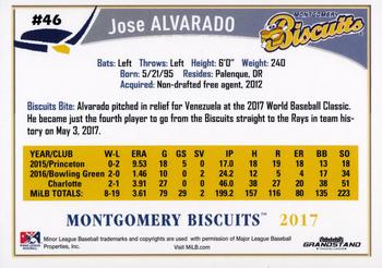 2017 Grandstand Montgomery Biscuits #NNO Jose Alvarado Back