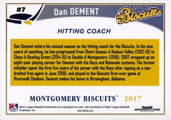 2017 Grandstand Montgomery Biscuits #NNO Dan Dement Back