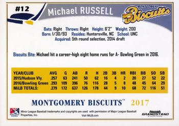 2017 Grandstand Montgomery Biscuits #NNO Michael Russell Back