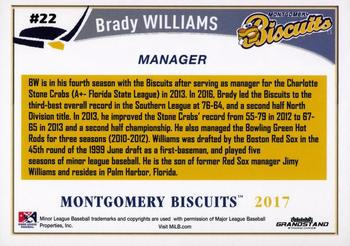 2017 Grandstand Montgomery Biscuits #NNO Brady Williams Back