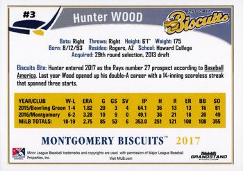 2017 Grandstand Montgomery Biscuits #NNO Hunter Wood Back