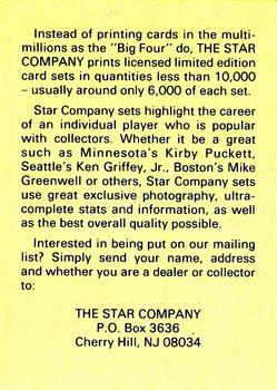 1988-92 Star Ad Cards #NNO Ken Griffey Jr. Back