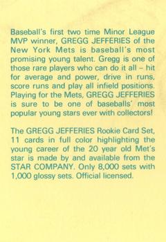 1988-92 Star Ad Cards #NNO Gregg Jefferies Back