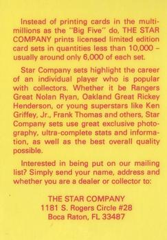1988-92 Star Ad Cards #NNO Frank Thomas Back