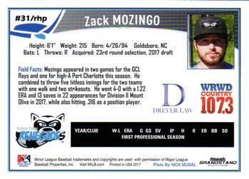 2017 Grandstand Hudson Valley Renegades #NNO Zack Mozingo Back