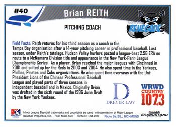 2017 Grandstand Hudson Valley Renegades #NNO Brian Reith Back