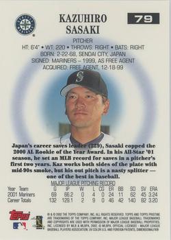 2002 Topps Pristine #79 Kazuhiro Sasaki Back