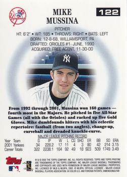 2002 Topps Pristine #122 Mike Mussina Back