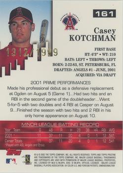 2002 Topps Pristine #161 Casey Kotchman Back